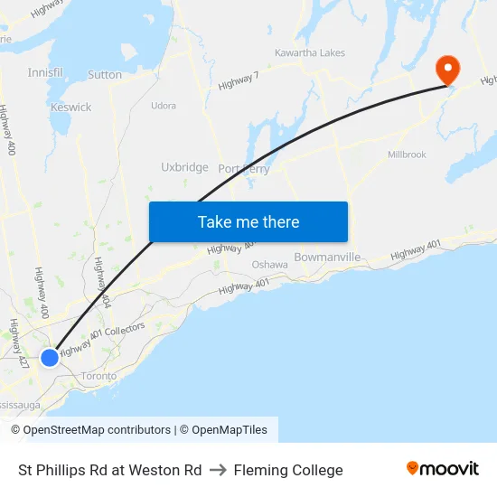 St Phillips Rd at Weston Rd to Fleming College map