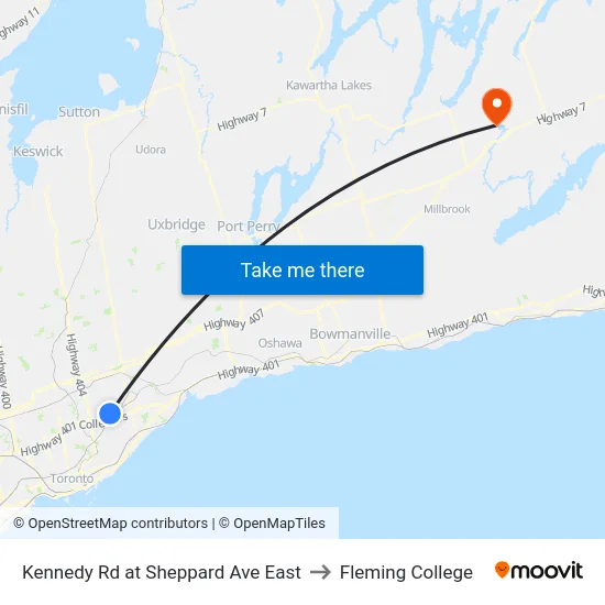 Kennedy Rd at Sheppard Ave East to Fleming College map