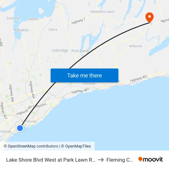 Lake Shore Blvd West at Park Lawn Rd West Side to Fleming College map