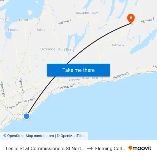 Leslie St at Commissioners St North Side to Fleming College map