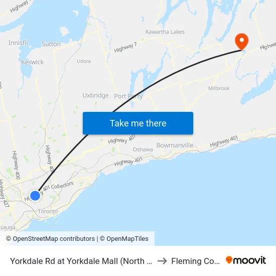 Yorkdale Rd at Yorkdale Mall (North Entrance) to Fleming College map