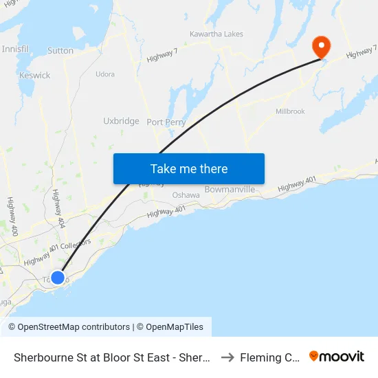 Sherbourne St at Bloor St East - Sherbourne Station to Fleming College map
