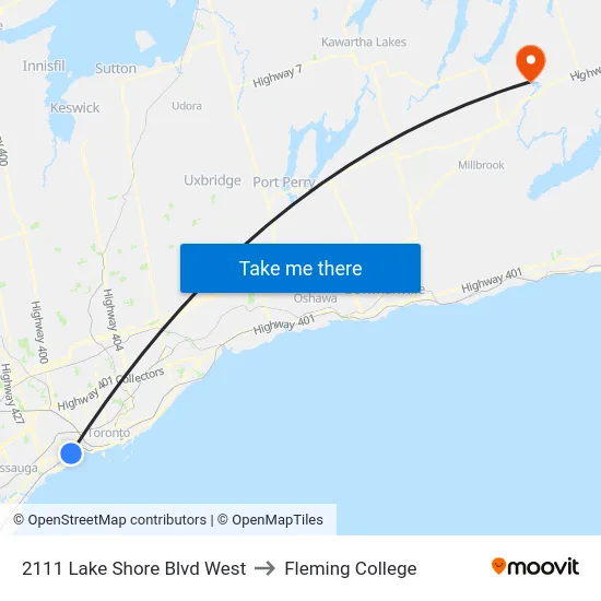 2111 Lake Shore Blvd West to Fleming College map
