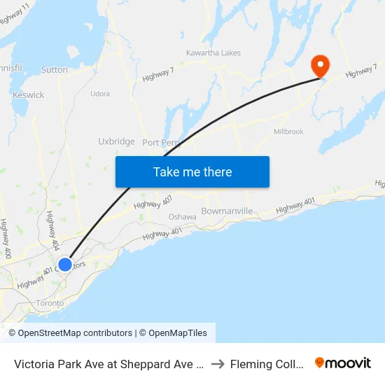 Victoria Park Ave at Sheppard Ave East to Fleming College map