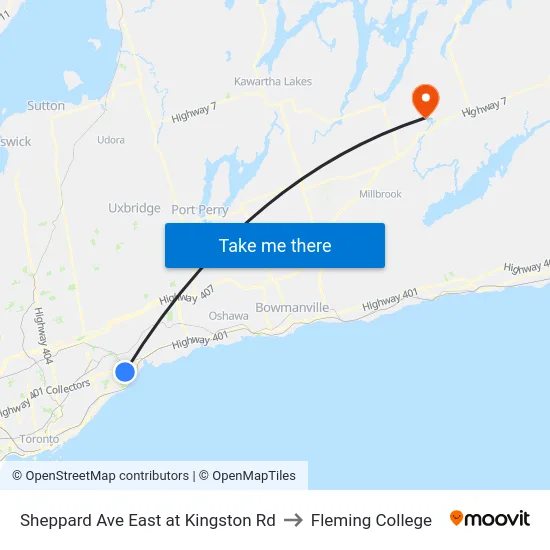 Sheppard Ave East at Kingston Rd to Fleming College map