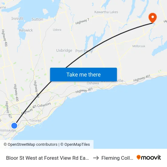 Bloor St West at Forest View Rd East Side to Fleming College map