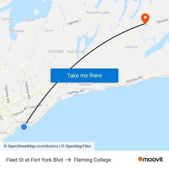 Fleet St at Fort York Blvd to Fleming College map