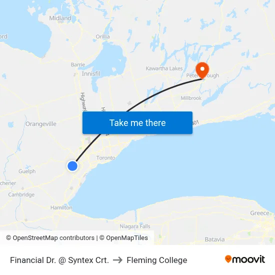 Financial Dr. @ Syntex Crt. to Fleming College map