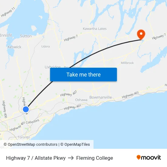 Highway 7 / Allstate Pkwy to Fleming College map