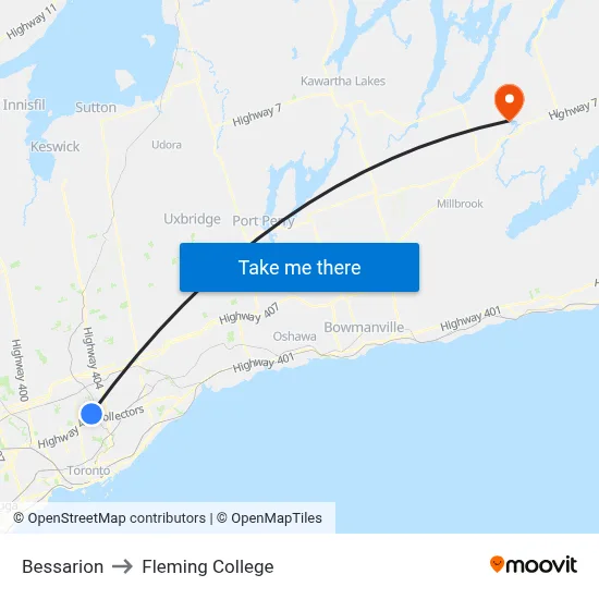 Bessarion to Fleming College map
