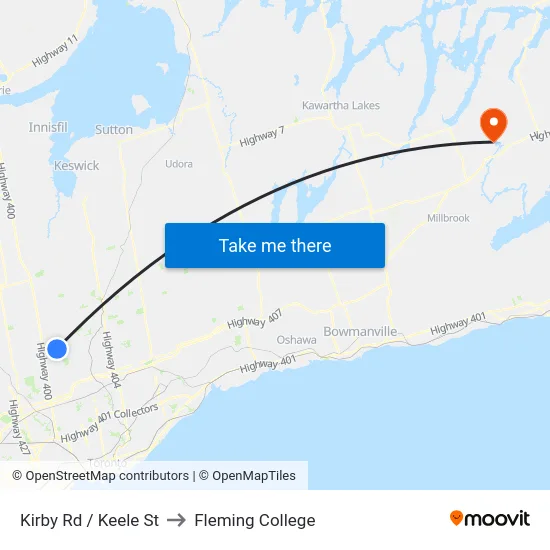 Kirby Rd / Keele St to Fleming College map