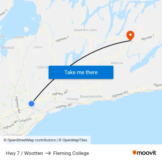 Hwy 7 / Wootten to Fleming College map