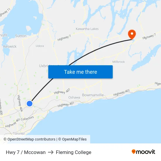 Hwy 7 / Mccowan to Fleming College map