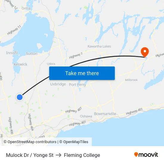 Mulock Dr / Yonge St to Fleming College map