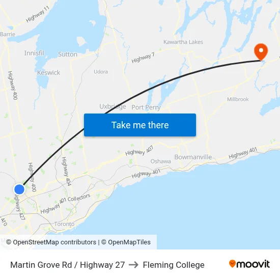 Martin Grove Rd / Highway 27 to Fleming College map