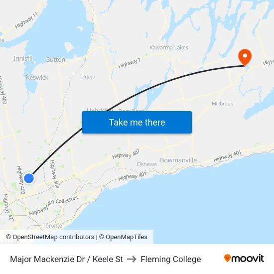 Major Mackenzie Dr / Keele St to Fleming College map