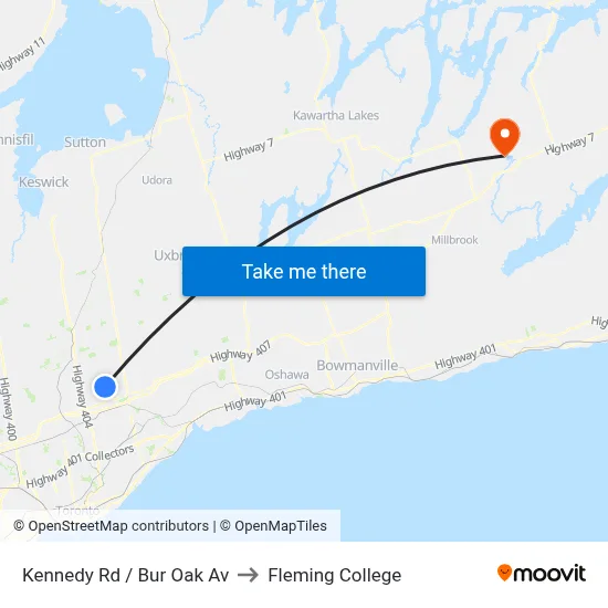 Kennedy Rd / Bur Oak Av to Fleming College map
