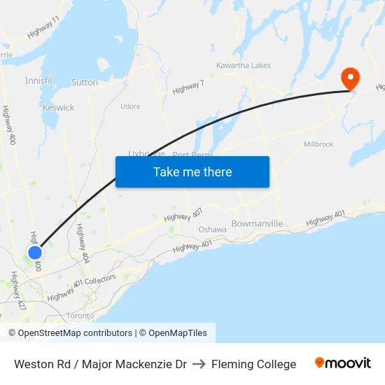 Weston Rd / Major Mackenzie Dr to Fleming College map