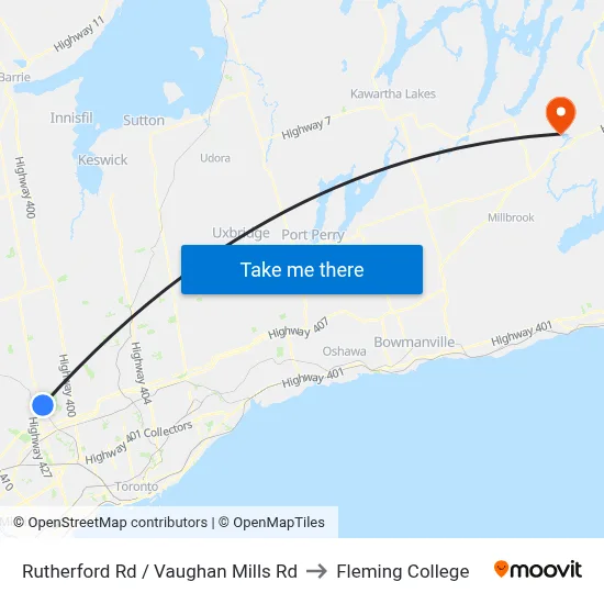 Rutherford Rd / Vaughan Mills Rd to Fleming College map
