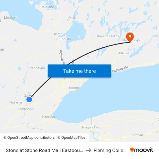 Stone at Stone Road Mall Eastbound to Fleming College map