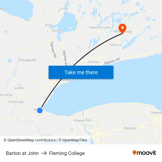 Barton at John to Fleming College map