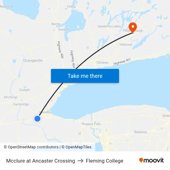 Mcclure at Ancaster Crossing to Fleming College map