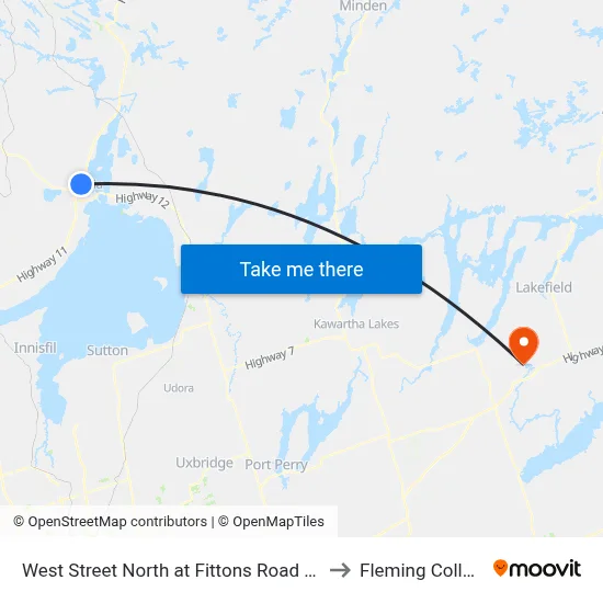 West Street North at Fittons Road East to Fleming College map