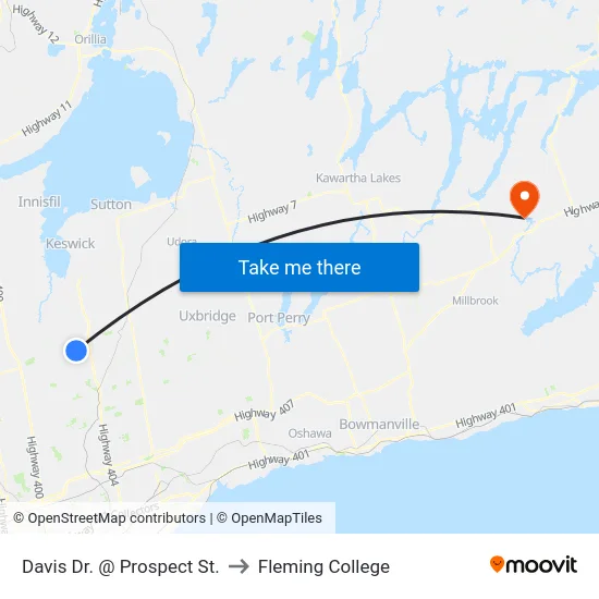 Davis Dr. @ Prospect St. to Fleming College map