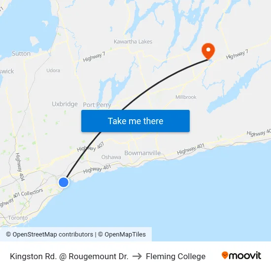 Kingston Rd. @ Rougemount Dr. to Fleming College map