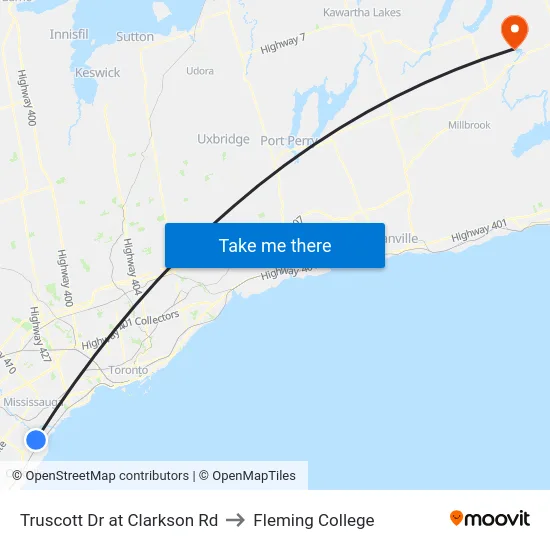 Truscott Dr at Clarkson Rd to Fleming College map