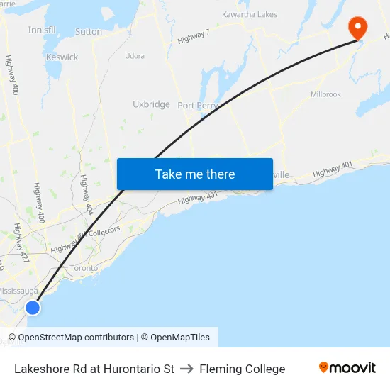 Lakeshore Rd at Hurontario St to Fleming College map