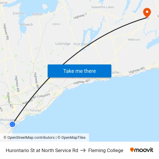 Hurontario St at North Service Rd to Fleming College map