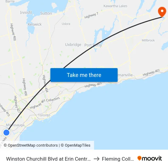 Winston Churchill Blvd at Erin Centre Blvd to Fleming College map