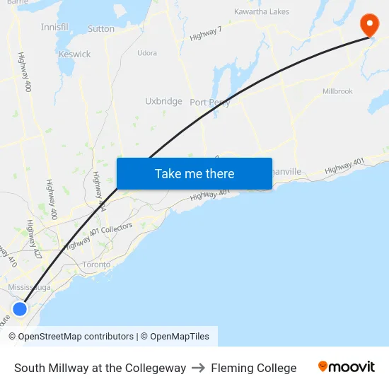 South Millway at the Collegeway to Fleming College map