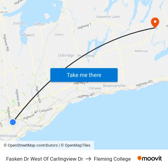 Fasken Dr West Of Carlingview Dr to Fleming College map