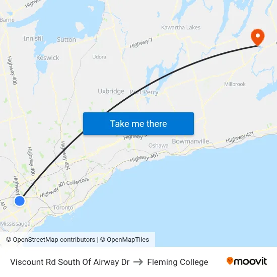 Viscount Rd South Of Airway Dr to Fleming College map
