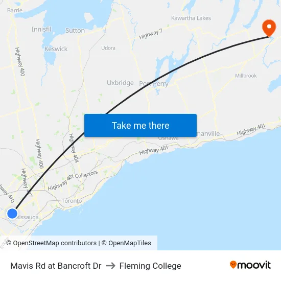 Mavis Rd at Bancroft Dr to Fleming College map