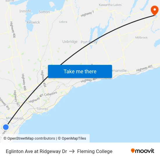 Eglinton Ave at Ridgeway Dr to Fleming College map