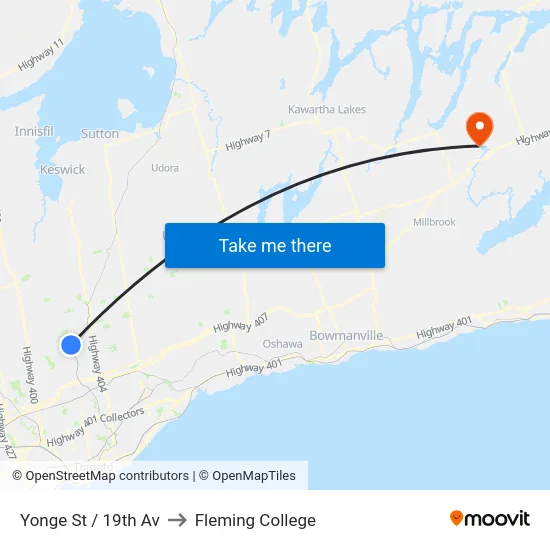 Yonge St / 19th Av to Fleming College map