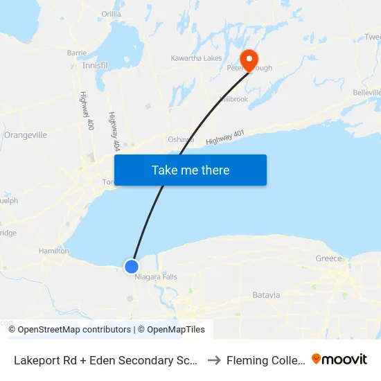 Lakeport Rd + Eden Secondary School to Fleming College map