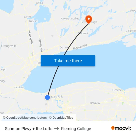 Schmon Pkwy + the Lofts to Fleming College map