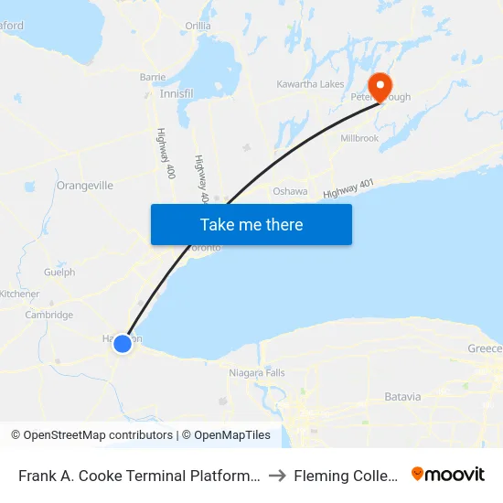 Frank A. Cooke Terminal Platform 5 to Fleming College map