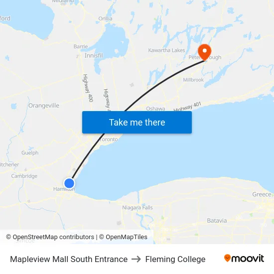 Mapleview Mall South Entrance to Fleming College map