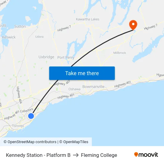 Kennedy Station - Platform B to Fleming College map