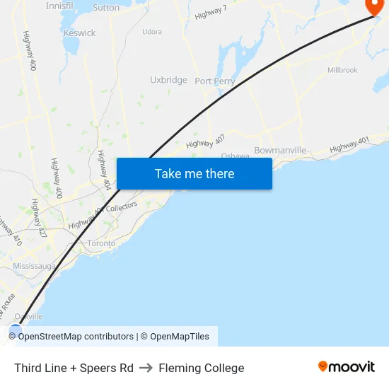 Third Line + Speers Rd to Fleming College map