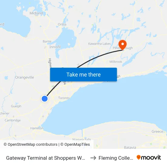 Gateway Terminal at Shoppers World to Fleming College map