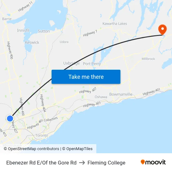 Ebenezer Rd E/Of the Gore Rd to Fleming College map