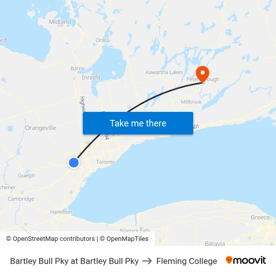 Bartley Bull Pky at Bartley Bull Pky to Fleming College map