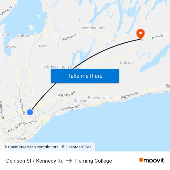 Denison St / Kennedy Rd to Fleming College map