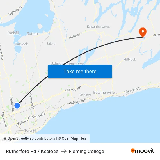 Rutherford Rd / Keele St to Fleming College map